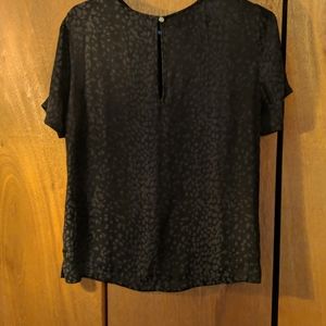 Black silky cheetah print top